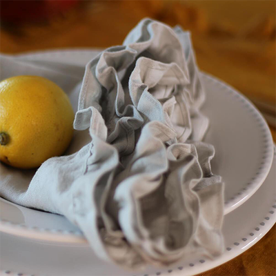 Pure Washed Linen Ruffles Table Napkins from Linenshed