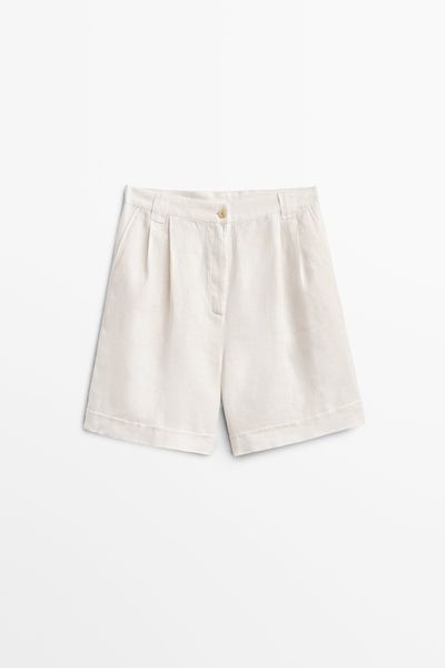 Linen Bermuda Short With Turn Up Hems  from Massimo Dutti 