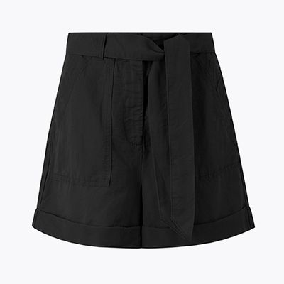 Linen Blend Belted Shorts