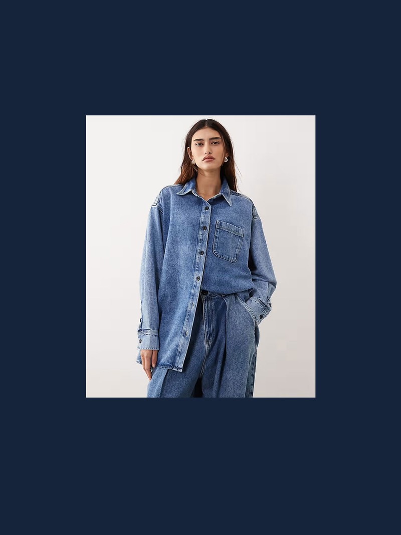 Seam Detail Washed Denim Shirt & Barrel Jeans Co-Ord from ARRANGE