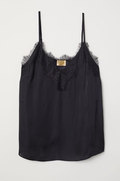 Strappy Satin Top with Lace from H&M