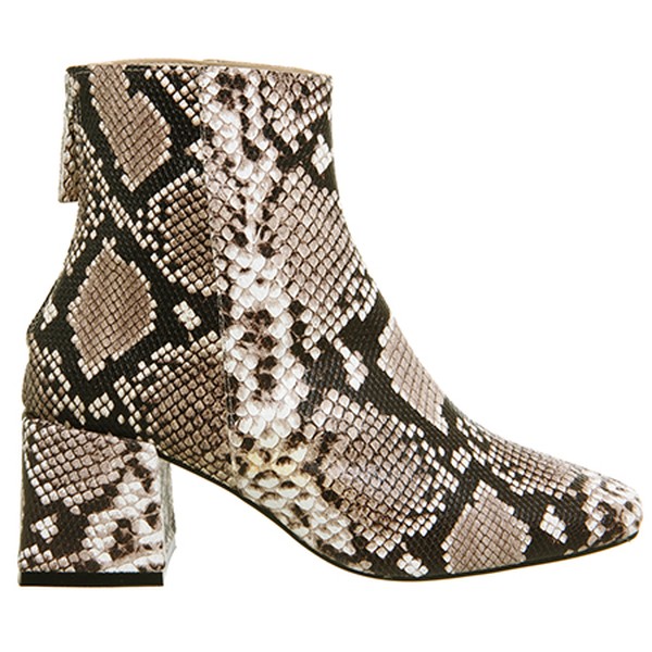 Apricot Square Toe Block Heel Boots Natural Snake Skin  from Office 