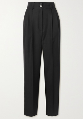 Gentleman Cropped Pleated Wool Straight-Leg Pants from Racil