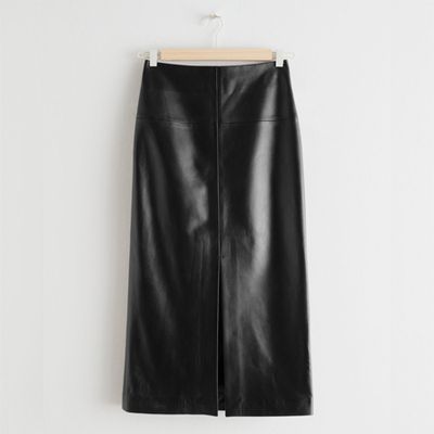Front Slit Leather Midi Skirt from & Other Stories