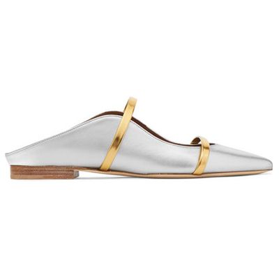 Maureen Metallic Satin Point-Toe Flats from Malone Souliers