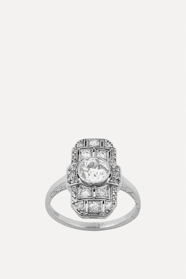 Art Deco Diamond Plaque Ring