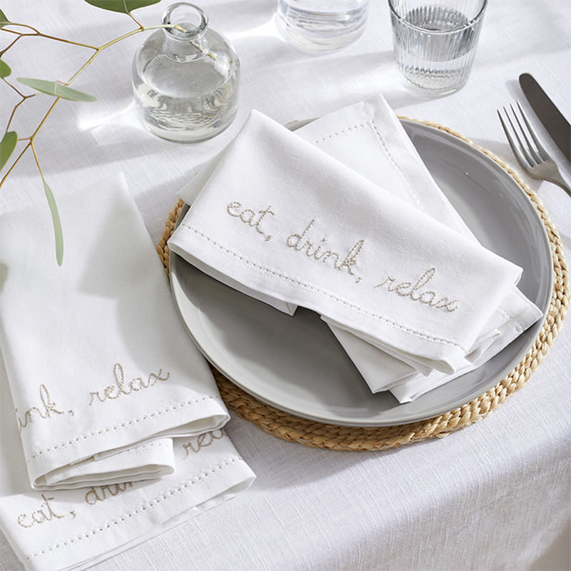 Eat, Drink, Relax Napkins - Set Of 4