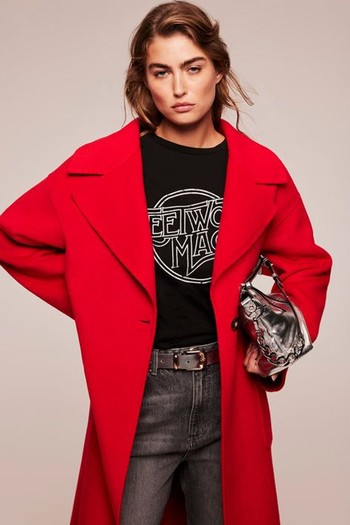 Red Split Seam Longline Coat