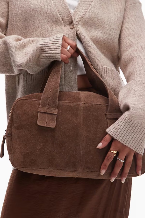 Slim Suede Bowler Bag from ASOS DESIGN