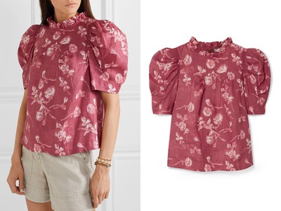 Monet Ruffle-Trimmed Floral-Print Ramie Blouse from Sea