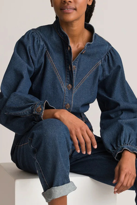 Denim Puff Sleeve Jumpsuit from La Redoute Collections
