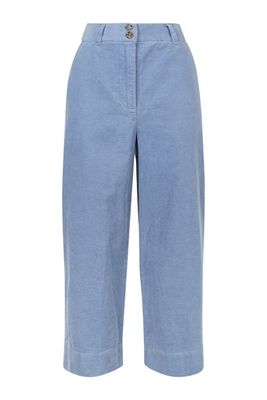 Blue Corduroy Cropped Trousers from New Look