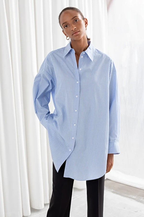 Oversized Striped Poplin Shirt