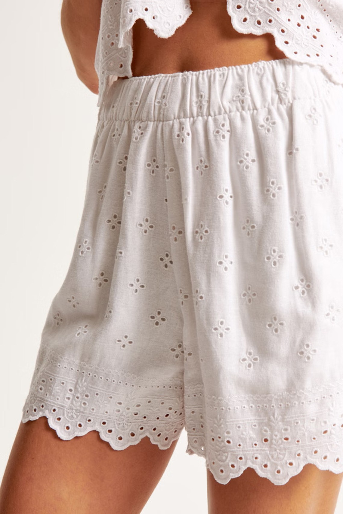 Linen-Blend Eyelet Pull-On Shorts from Abercrombie & Fitch