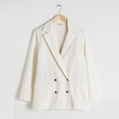 Double Breasted Linen Blend Blazer from & Other Stories