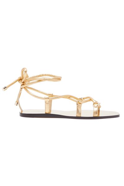 Aziza Wrap-Around Metallic-Leather Sandals from Jimmy Choo