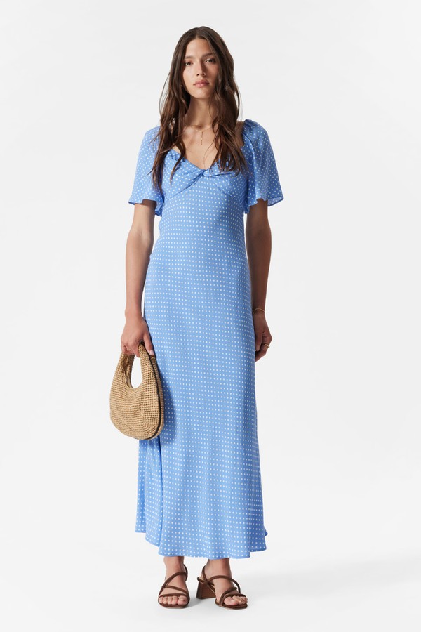 Flutter-Sleeve Midi Dress
