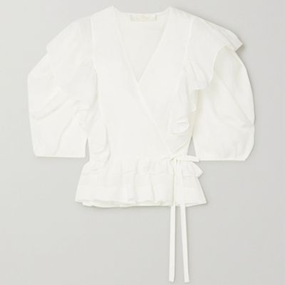 Ruffled Ramie Wrap Blouse from Chloe