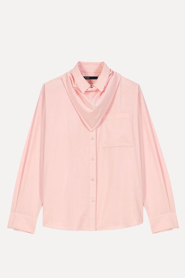 Detachable-Scarf Long-Sleeved Cotton Shirt from MAJE 