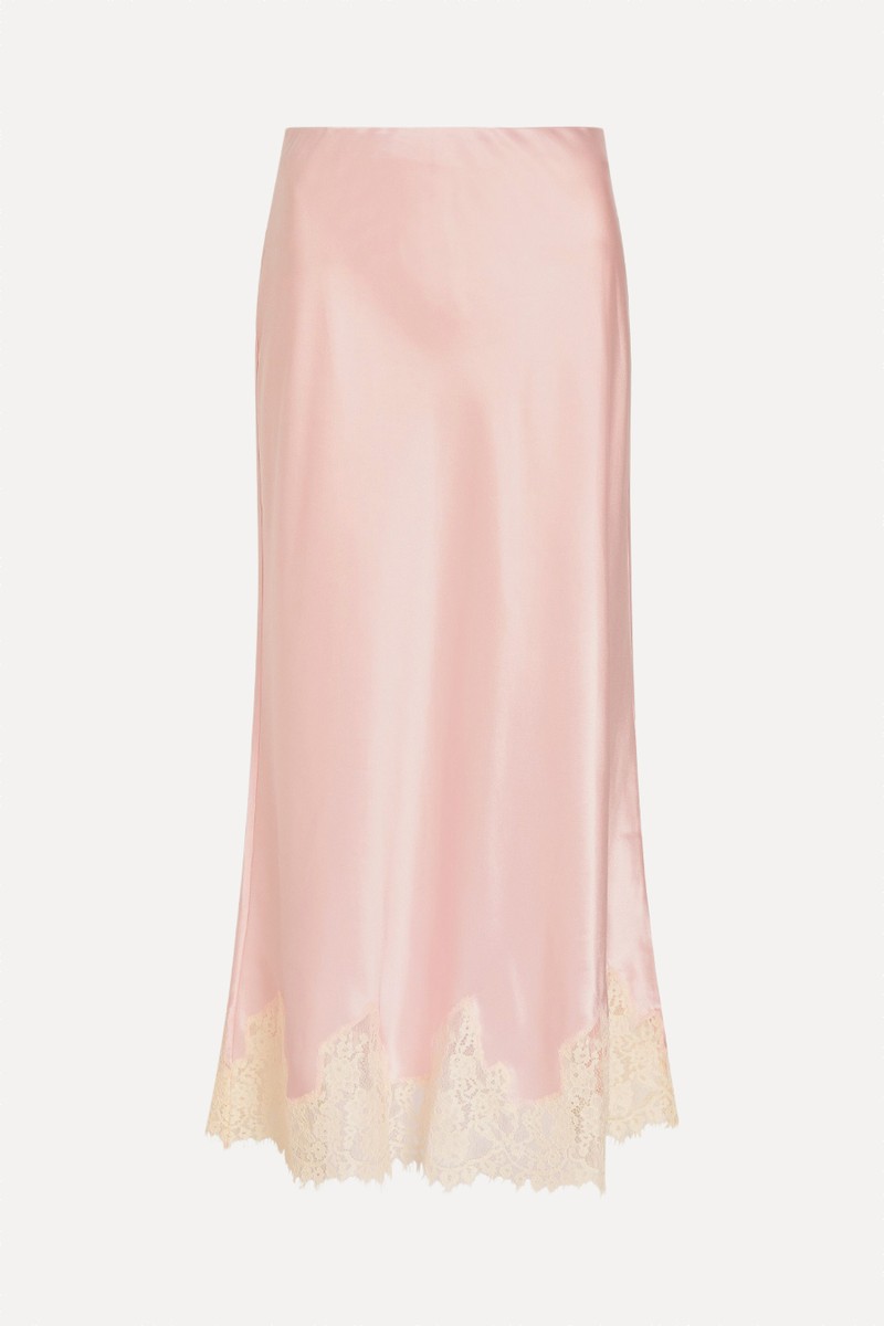 Carolina Lace-Trim Silk Skirt from REFORMATION