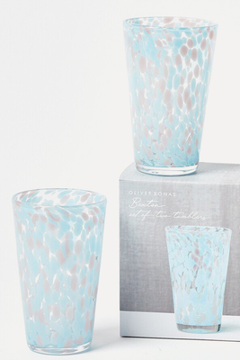 Bexton Blue Spot Glass Highball Tumblers  from Oliver Bonas 