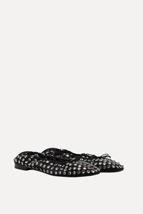 Studded Mesh Ballerina Shoes from Mango