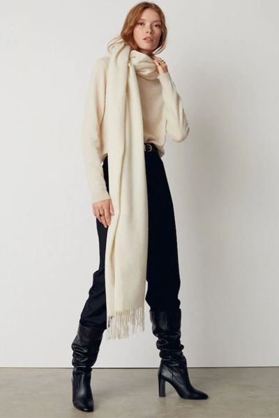 Fringed Edge Wool-Blend Scarf