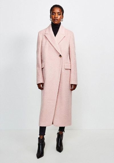 Texture Asymmetric Button Wrap Coat