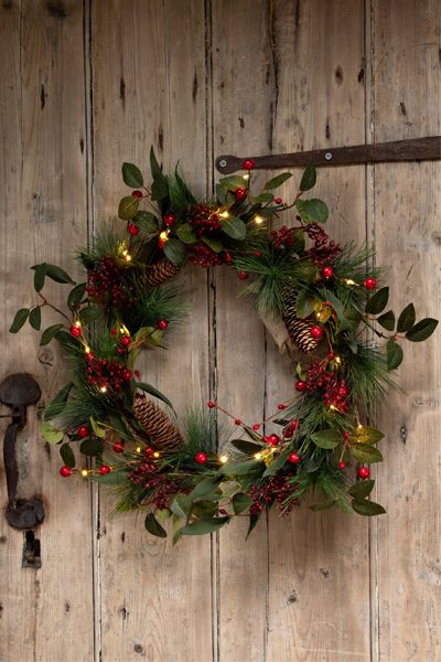 Lit Berry Wreath