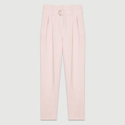 Low-Slung Belted Pants from Maje