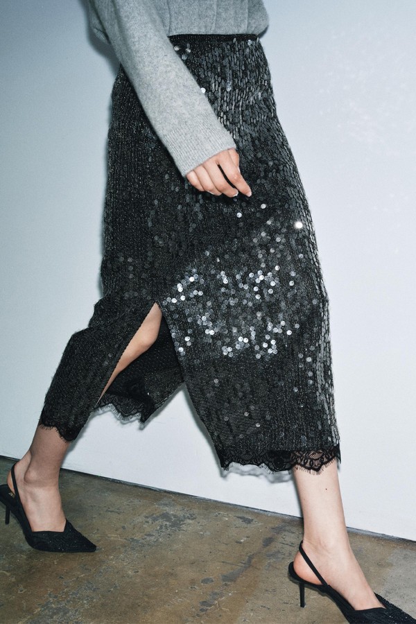 ZW Collection Sequin Lace Skirt from Zara