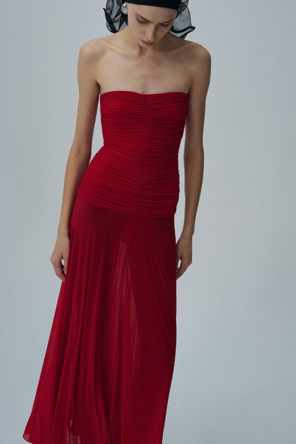 Strapless Cupro Midi Dress from Magda Butrym