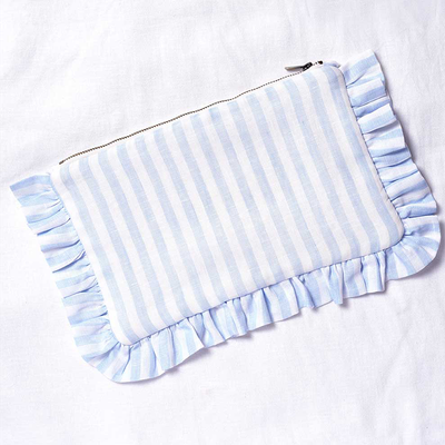 The Stripe Ruffled Pouch from Clementine & Mint
