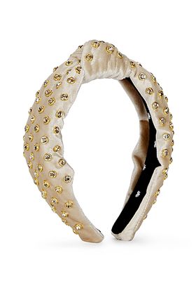 Ivory Crystal-Embellished Velvet Headband from Lele Sadoughi