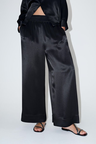 Wide-Leg Satin Trousers from Zara