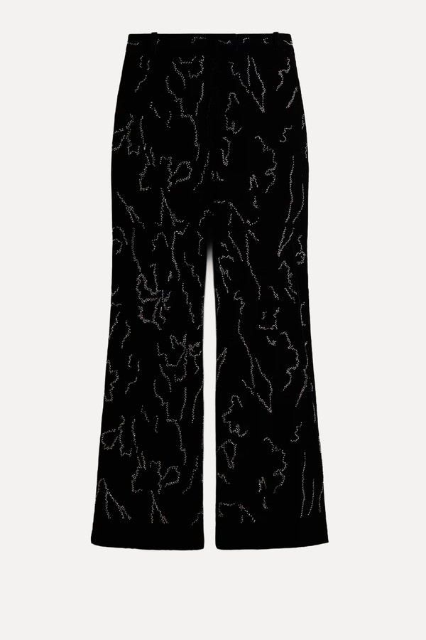 Embroidered Velvet Trousers