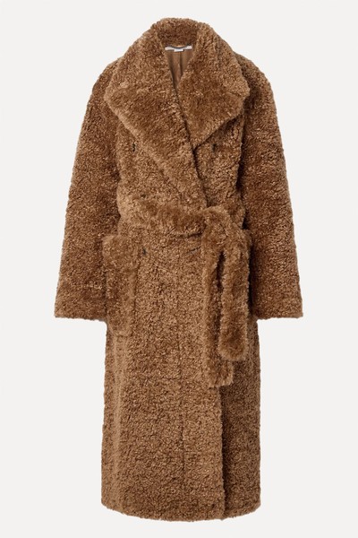 Teddy Belted Double-Breasted Faux Shearling Coat from Stella Mccartney