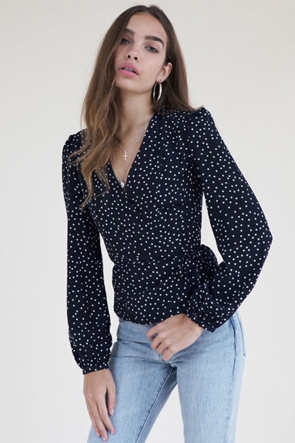 Lucia Blouse Navy Spot from The Sisterhood