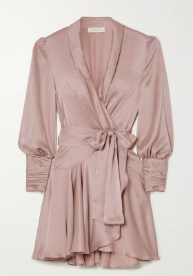 Ruffled Silk-Satin Wrap Mini Dress from Zimmermann