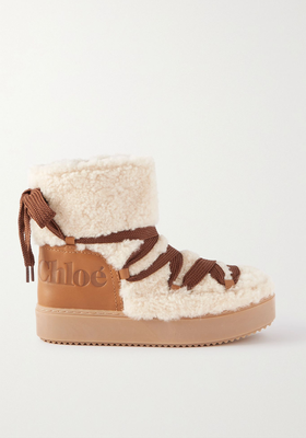 Charlee Leather And Shearling Ankle Boots from See By Chloé