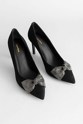 Suede Glitter Bow Heeled Pumps from & Other Stories