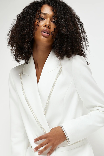 Pearl Trim Mini Blazer Dress from River Island