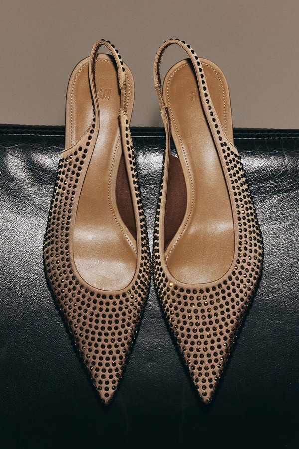 Rhinestone-Embellished Slingback Court Shoes from H&M