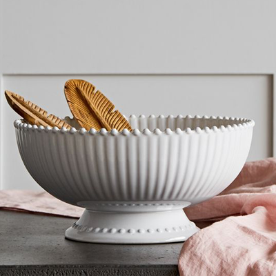 White Pearl Stoneware Centrepiece Serving Bowl from Rose & Grey