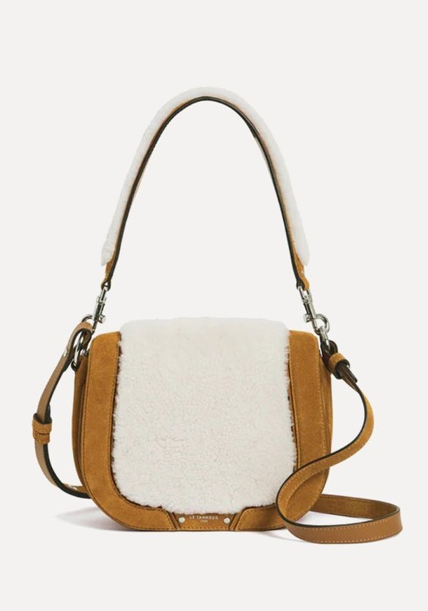 Ella Medium Shoulder Bag In Suede & Reversed Sheepskin* 