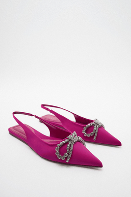Flat Mules With Embellished Bow from Zara