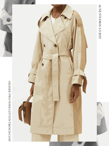 Odande Two-Tone Cotton Trench Coat