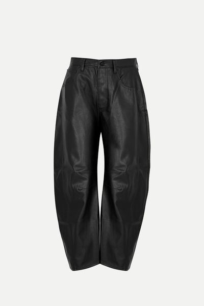 Lucky You Barrel Leg Faux Leather Trousers from Free People