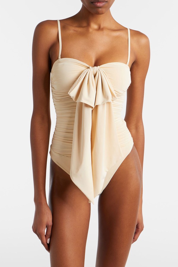 Como Bow-Detail Draped Swimsuit