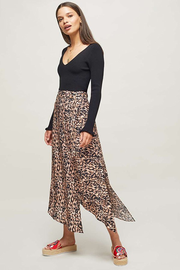 Animal Print Cut Midi Skirt from Miss Selfridge